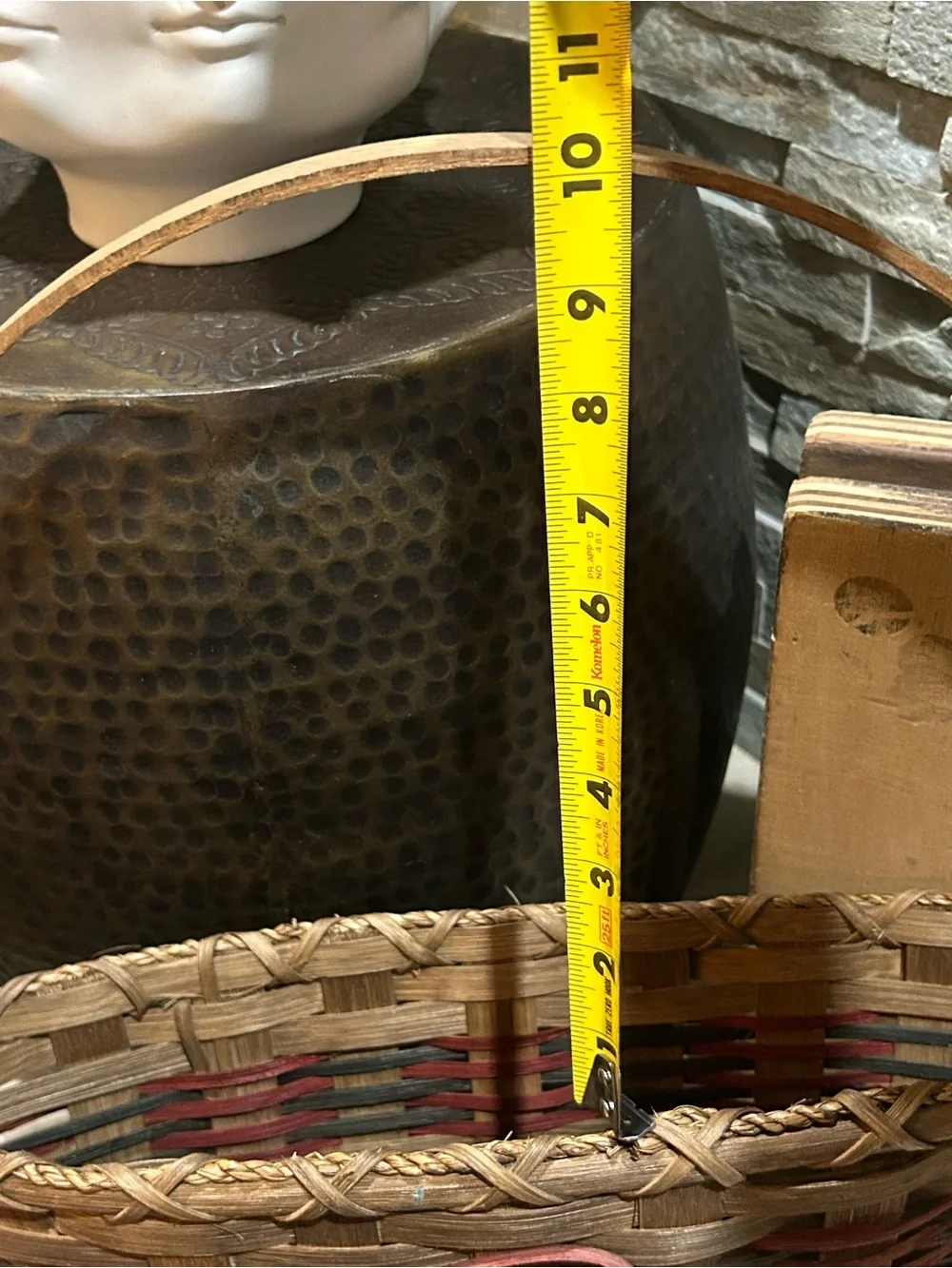 hand-woven wall or door hung wooden splint basket